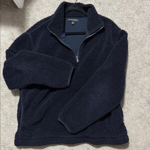 Banana Republic Men's Navy Sherpa 1/4 Zip Pullover